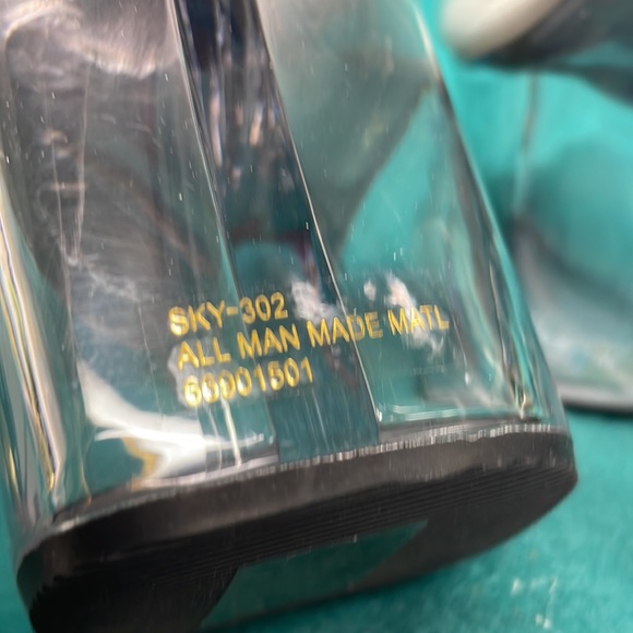 NWOT 7” Pleaser Clear Strap Stiletto Platform Heels, Black, size 6 - Picture 5 of 6